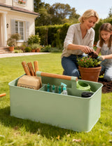 Candco Gardening Tool Caddy, Garden Tool Basket with 4 Compartments, Metal Garden Caddy with Wooden Handle for Indoor & Outdoor