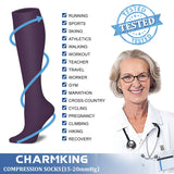 CHARMKING Compression Socks for Women & Men (8 Pairs) 15-20 mmHg Graduated Copper Support Socks are Best for Pregnant, Nurses - Boost Performance, Circulation, Knee High & Wide Calf (S/M, Multi 58)