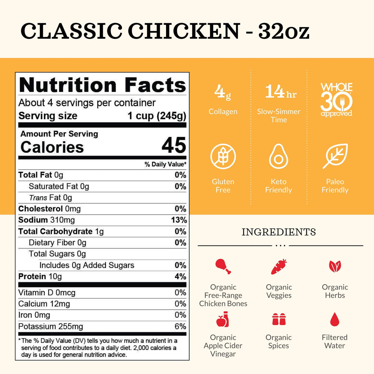 Kettle And Fire Broth Chicken Bone 32 OZ