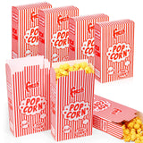 Dualshine 200 Pack Popcorn Boxes,1.25 oz Paper Popcorn Containers,Red and White Striped Close-Top Cardboard Pop Corners Bags Individual Servings for Theater Night Movie,Party,Christmas