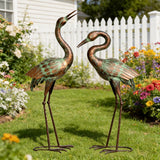 Shorayn Metal Heron Garden Statue Life-Size Crane Set Indoor Yard Decor Handmade Gift
