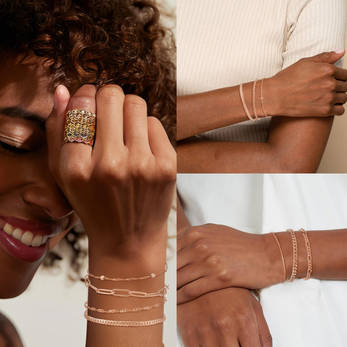 XIANNVXI 10pc Rose Gold Bracelets for Women