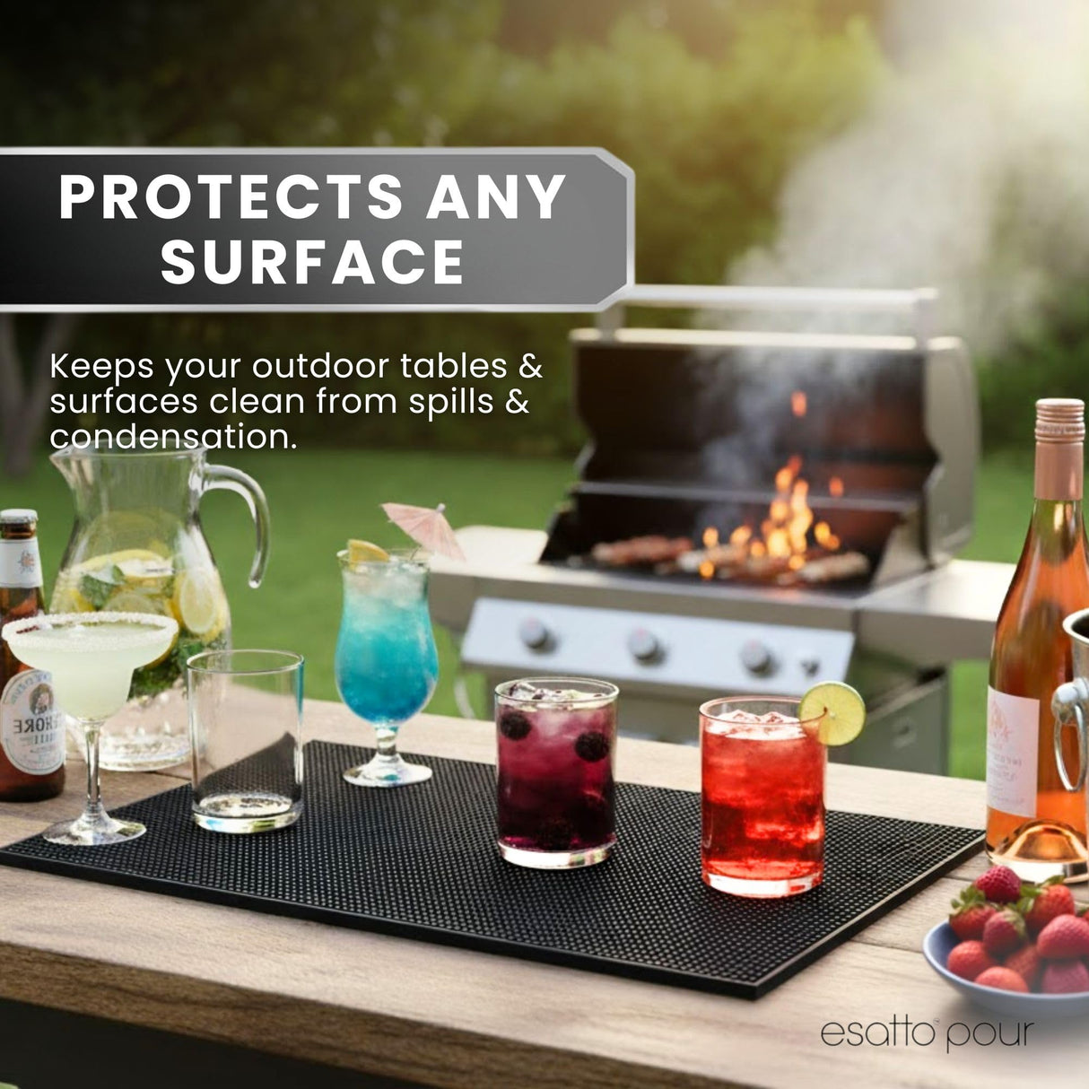 Professional Service Mat 18” x 12” - Bar Mats for Countertop, Non-Slip Rubber Bar Mat - Easy to Clean, Quick Dry Spill-Free, Odor-Free - Heavy Duty PVC Rubberized Mat for Home Bartending - 2 Pack