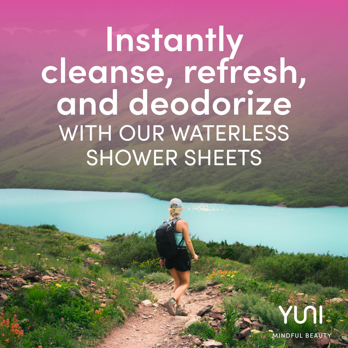 YUNI Beauty Large Body Wipes - Rose Cucumber, 30 Count - Moist Showerless Wipes, Cleanse & Deodorize, On-the-Go Waterless Body Cleanser, Individually Wrapped Body Wipes for Camping, Travel & Gym