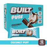 Built Bar, Puff Protein Bars, Coconut Puff, 17g Protein Snacks, On-The-Go Bars, Only 140 Calories, 6g Sugar, Collagen, Gluten Free, 12 Count