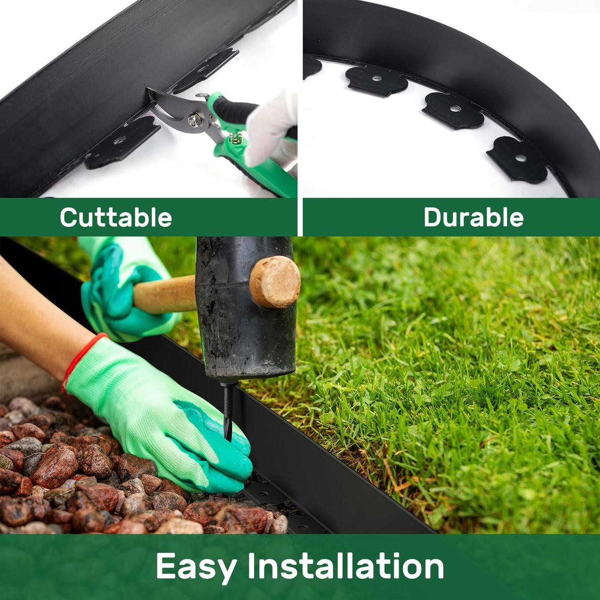 AGTEK Garden Edging 98FT Landscape Edging Kit 3 Inch Height with 60 Stakes
