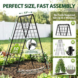Heavy Duty 2 Pack 50"x17" Adjustable A-Frame Trellis for Climbing Plants Outdoor, Metal Rust-Proof Garden Trellis, Dense Grid Climbing Frame Trellis for Raised Beds, Cucumber, Tomatoes Outdoor