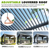 MELLCOM 10x12 Louvered Pergola Adjustable Roof w/Curtains & Mesh