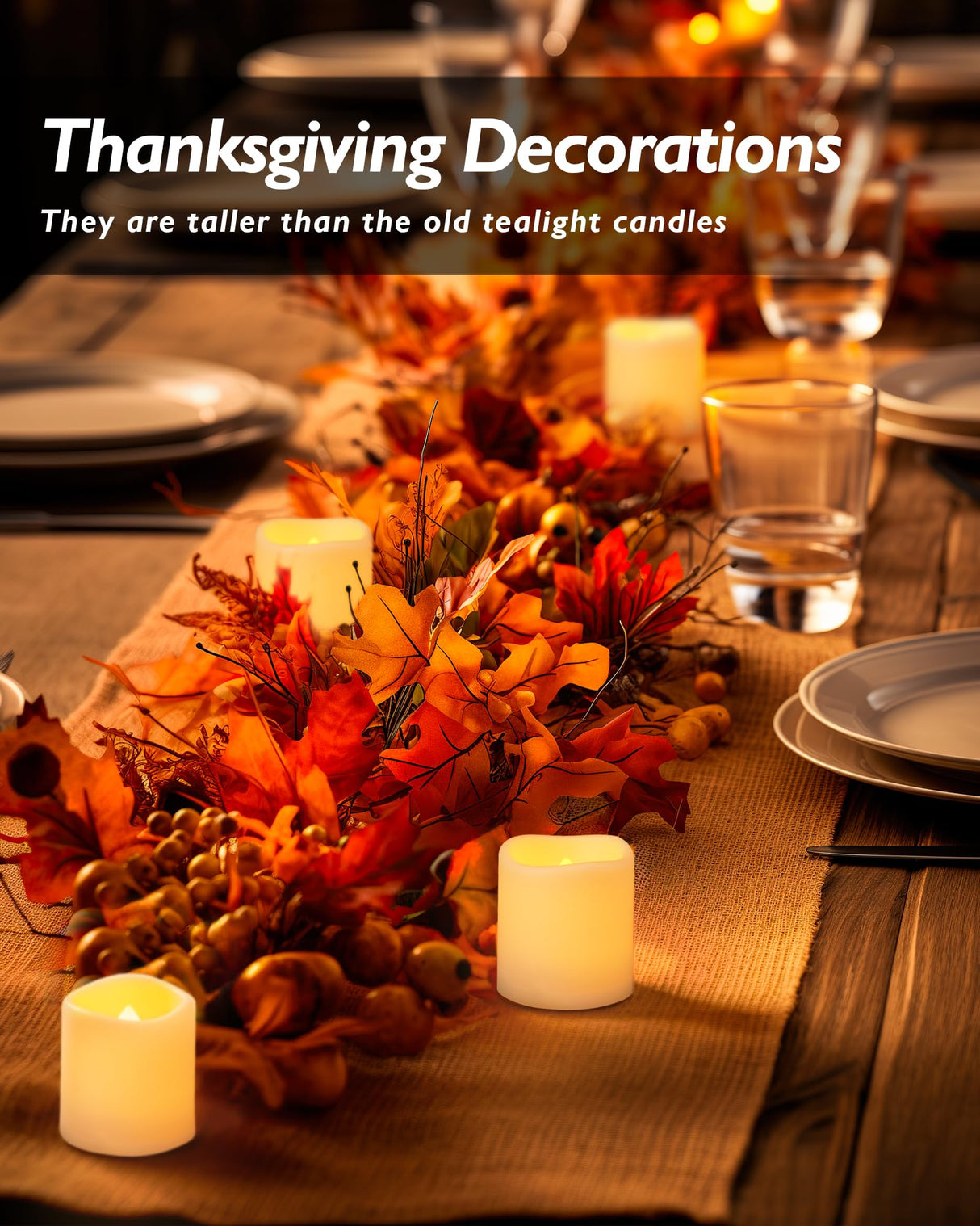 Homemory 50Pack Flickering Flameless Votive Candles,200+Hour Electric Fake Candles,Battery Operated LED Tealight for Wedding,Table,Outdoor,Halloween,Christmas Decoration-Amber Yellow