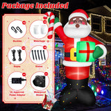 8 FT Tall Giant Black Santa Inflatable Christmas Decorations Outdoor Candy Cane & Gift Box, Build in LED Lights Funny Merry Xmas Blow Ups Yard Decoration for Outside Holiday Winter Indoor Patio Lawn