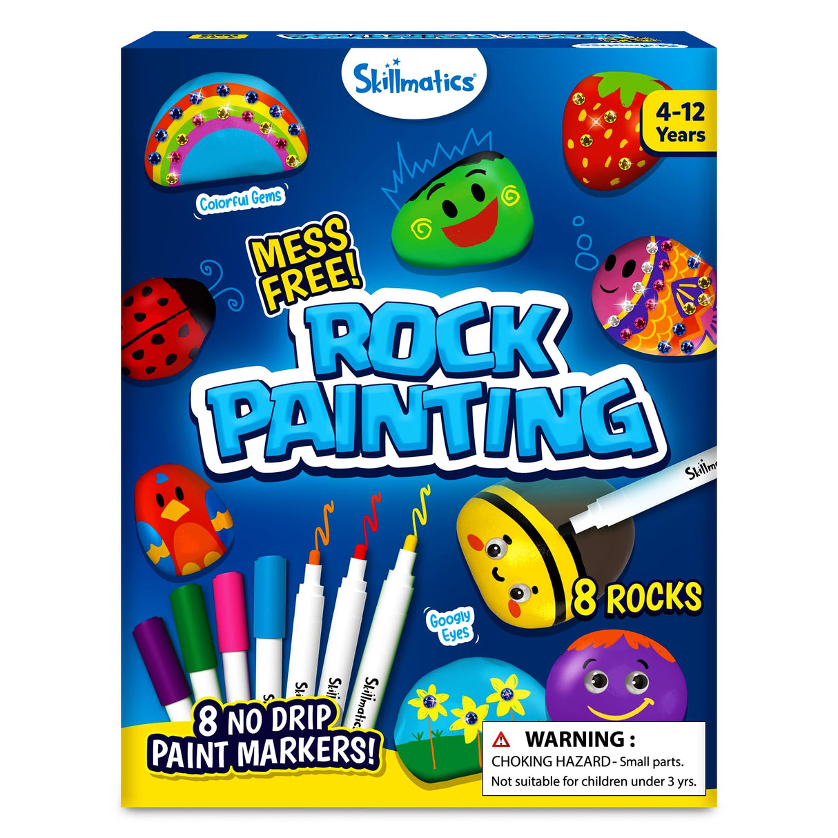 Skillmatics Rock Painting Kit - Mess-Free Art & Craft Activity for Girls & Boys, Craft Kits & Supplies, DIY Creative Activity, Christmas Gifts for Kids Ages 4, 5, 6, 7, 8, 9, 10, 11,12