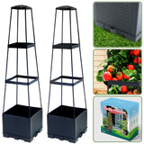 Biotolot 2 Packs Raised Garden Bed Tomato Planter Box with Trellis,44.8" Self-Watering Tomato Cage with Trapezoidal Trellis for Climbing Plants Flowers Vegetables Vine in Patio Garden Indoor Outdoor