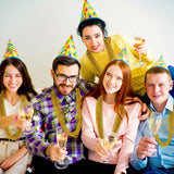 144PCS Mardi Gras Beads, Gold Bead Necklace Christmas Stuff, 33" Mardi Gras Beads Necklace Costume Bulk, Festival Parade Throw Accessories for Christmas Mardi Gras Wedding Birthday Party Supplies