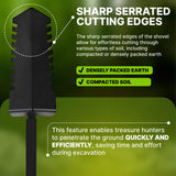 CKG Metal Detecting Shovel Digging Tool with Double Serrated Blade – Heavy Duty Digger Garden Root Cutter T-Handle Spade Professional Metal Detector Accessories