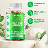 Vitamatic Irish Sea Moss Gummies – 3000 mg Equivalent Per Serving (from Extract 132.5 mg) – 60 Ct – Made with Bladderwrack & Burdock Root – 2 Pack