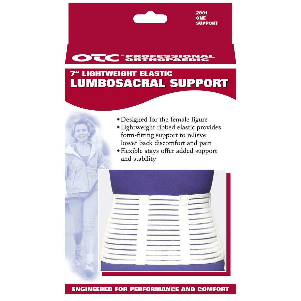OTC Lumbosacral Support, 7-inch Lower Back, Lightweight Compression, Elastic, White, Large