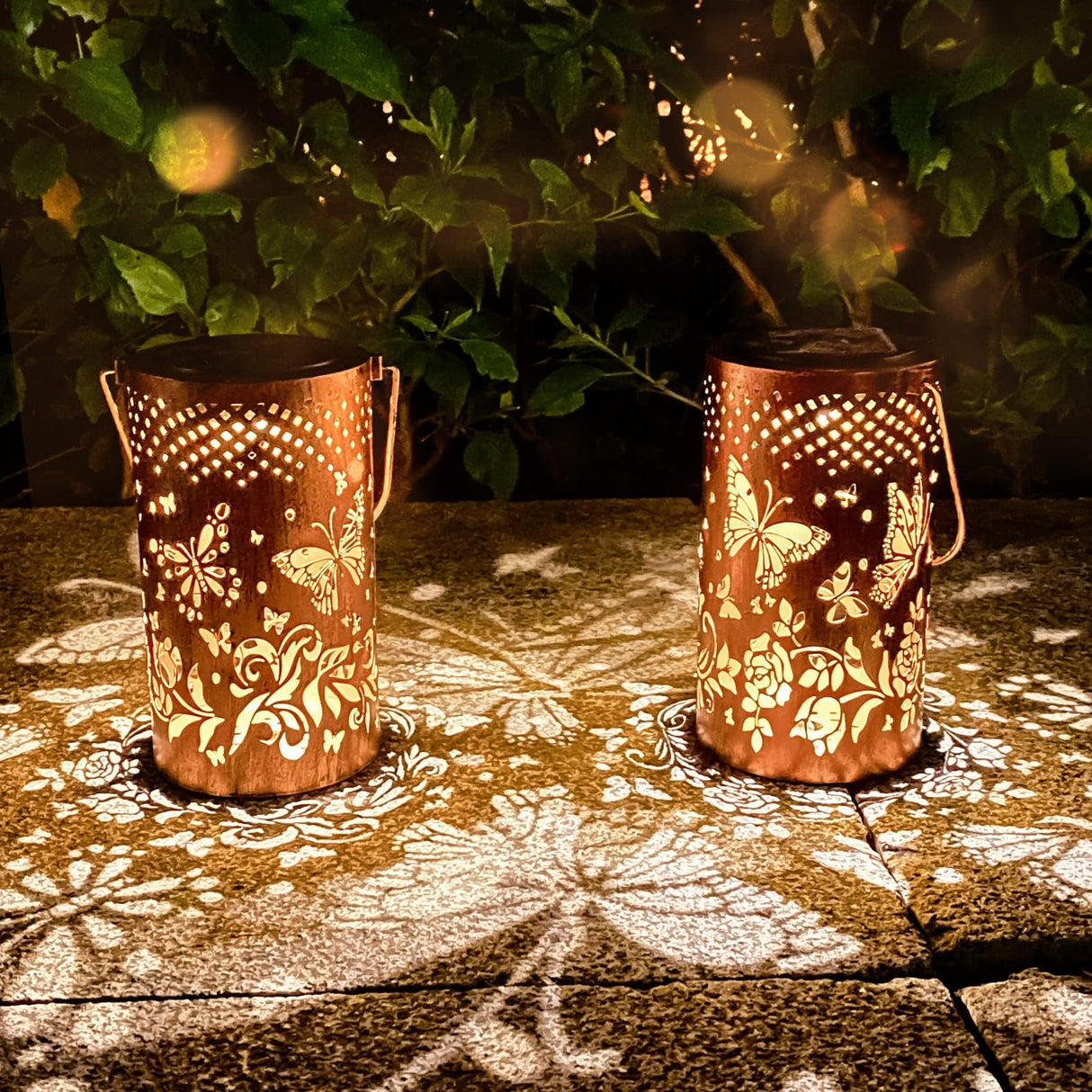 Butterfly Solar Lanterns Outdoor Hanging, Hollowed-Out Metal Waterproof LED Garden Decor Light for Patio Yard Pathway Lawn Front Porch, Christmas Thanksgiving Birthday Gifts for Women Mom Grandma