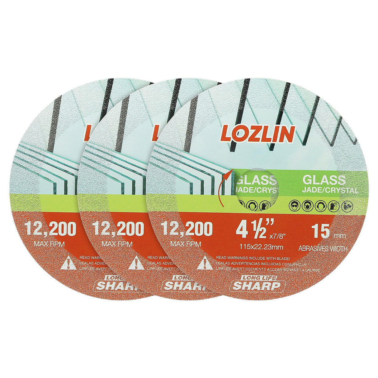 LOZLIN Diamond Blades 3-Pack 4.5" Diamond Multi-Purpose Saw Blades - Heavy Duty Angle Grinder Discs for Cutting Marble/Quartz/Stone/Tile/Metal/Plastic (Nano-Diamond, 3)