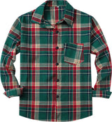 Cromoncent Men's Casual Plaid Flannel Long Sleeve Button Down Shirt,Christmas Green Red,XX-Large