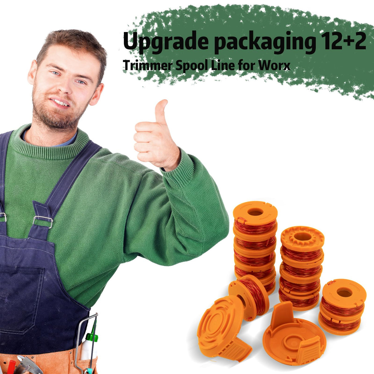 Trimmer Spool Line for Worx，Edger Spool Compatible with Worx trimmer spools Weed Eater String,Trimmer Line Refills 0.065 inch for Electric String Trimmers，Weed Wacker Spool Replacement Parts