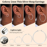 Gokeey Silver Earrings for Women Trendy, Hypoallergenic Silver Hoop Earrings for Women, Small Hoop Earrings Huggie Hoops Earrings for Jewelry Gifts 14mm 20mm 30mm 40mm