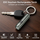 Blukar Rechargeable EDC Flashlight, Mini Keychain Flash Light with 3 Lighting Modes, Memory Function, Waterproof, Compact and Portable Pocket Light for Everyday Carry, Emergency,Camping-Gray