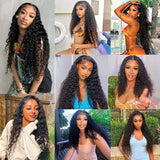 Lemoda 13x6 Full Lace Frontal Wig Human Hair 28 inch 200% Density 12A Virgin 13x6 Deep Wave Frontal Wigs Human Hair HD Transparent Lace Wig Deep Wave Lace Front Wig Human Hair Water Wave Wigs
