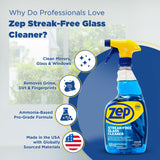 Zep Streak-Free Glass Cleaner - 32 Oz (Case of 12) ZU112032- Professional Grade Formula that Cleans Dirt, Fingerprints, Grime, Smoke Haze, and Toothpaste on Windows, Mirrors, and Other Glass Surfaces