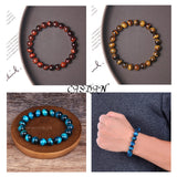 CASDAN 12PCS 8mm Semi-Precious Gemstones Beaded Bracelets for Men Women