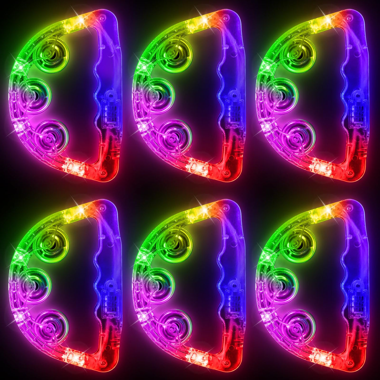 Aywewii LED Tambourines Christmas Glow in The Dark Party Supplies Musical Instruments for Kids & Adults, 3 Modes of Color Flashing, Light Up Toys for Birthday Wedding Concert Carnival