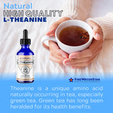 FWS L Theanine Liquid Drops, 200mg 99% Pure Bioactive L-Theanine, Organic, Natural, Vegan, Non GMO Helps to Promote Calmness, Relaxation, Improved Mood, Restful Sleep, for Adults and Kids