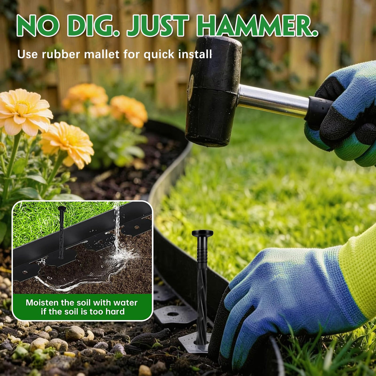 Garaook 120PCS 8-Inch Plastic Landscape Edging Stakes, Spiral Nylon Landscape Spikes, Anchoring Nails for Weed Barrier, Paver Edging, Landscape Edging, Artificial Turf, Grass Pathways, Black