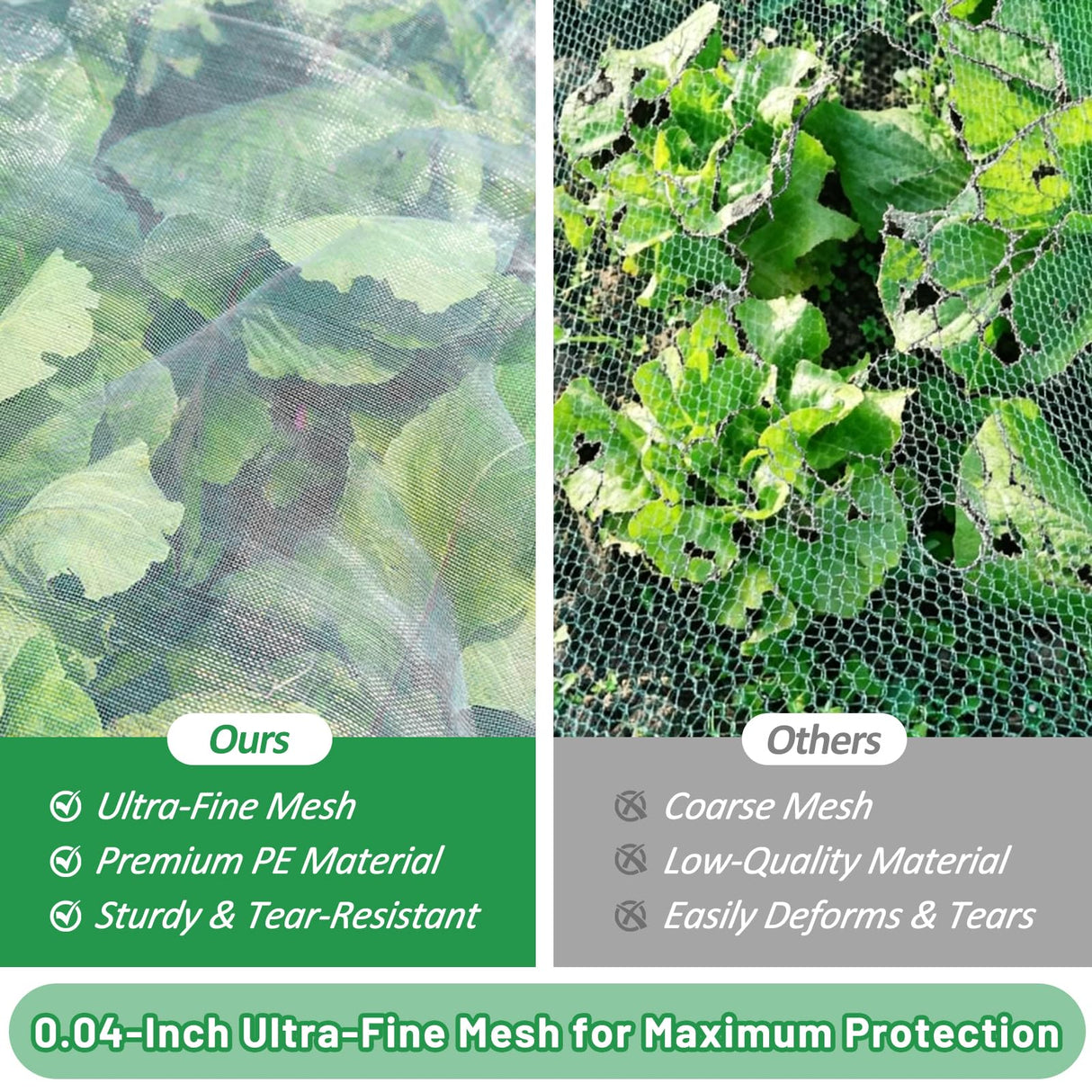 Sunwinx 2 Pack Garden Netting for Raised Beds, 6x3FT Raised Bed Cover for Garden Protection, Ultra Fine Mesh Bird Netting Pest Barrier Screen with Drawstring for Protecting Vegetables Fruits Flowers