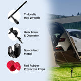 Ground Anchor Heavy Duty 18 inch - Earth Anchor Screw in Kit 4 Pack - Tie Down Swing Set Anchors - Auger Spiral Trampoline Stakes High Wind - Camping Carport Canopy Tent Stakes for Tree Shed Dog Sand