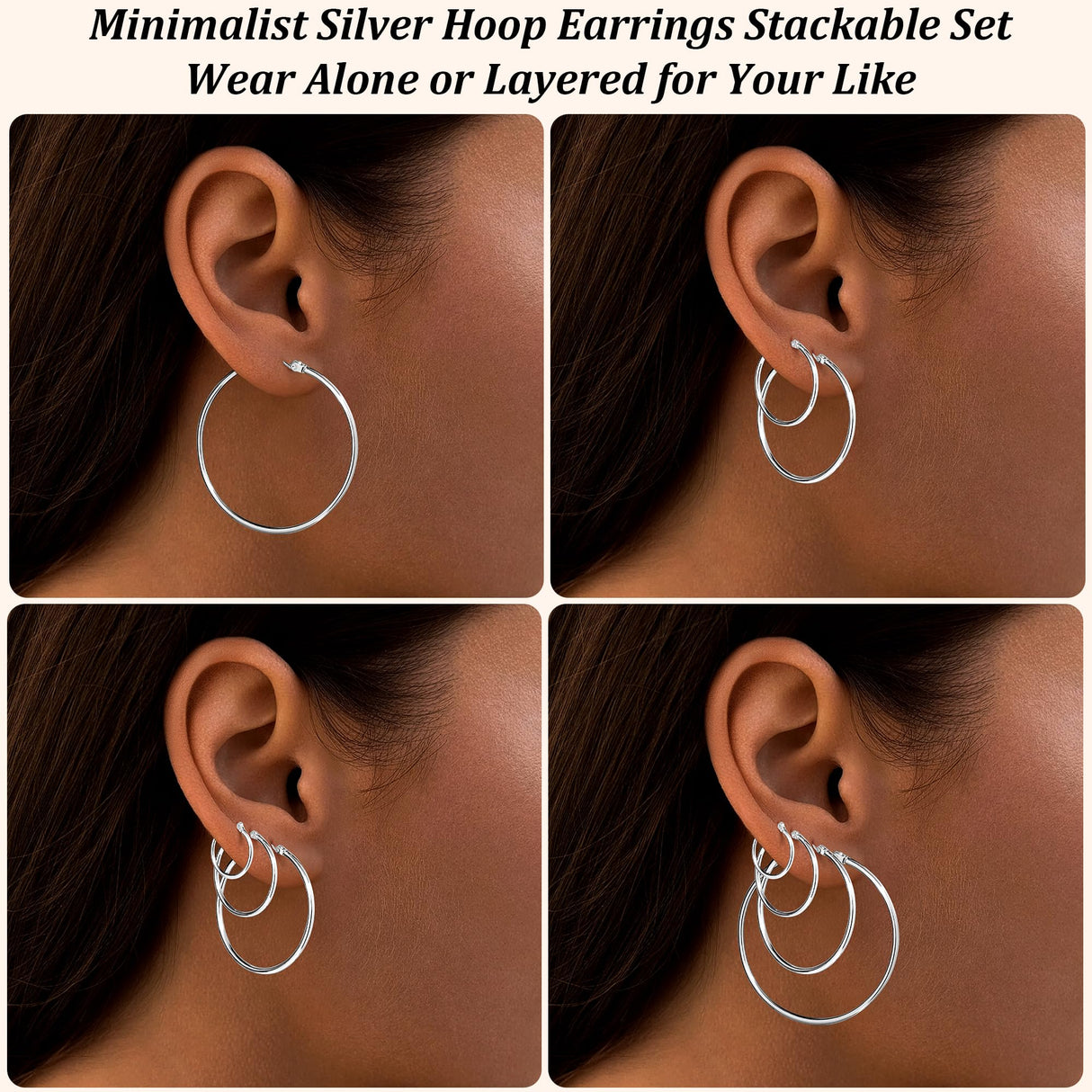 Gokeey Silver Earrings for Women Trendy, Hypoallergenic Silver Hoop Earrings for Women, Small Hoop Earrings Huggie Hoops Earrings for Jewelry Gifts 14mm 20mm 30mm 40mm