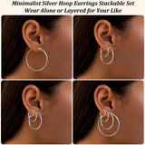 Gokeey Silver Earrings for Women Trendy, Hypoallergenic Silver Hoop Earrings for Women, Small Hoop Earrings Huggie Hoops Earrings for Jewelry Gifts 14mm 20mm 30mm 40mm