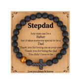 Gnamy Step Dad Fathers Day Gift for Stepdad, To My Stepdad American Flag Cross Beads Bracelet Christian Christmas Anniversary Birthday Jewelry Gifts for Second Dad from Stepson Stepdaughter