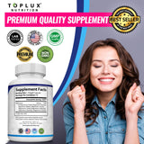 Toplux Magnesium Complex Supplement 8 Elemental - Magnesium Glycinate, Citrate, Malate, Taurate, Chelated for Easy Absorption for Bones, Muscle, Recovery, Energy, Vegan Non-GMO 90 Capsules