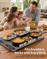 Warming Mat for Food with Roll-Up & Hangable Design, 24"x16" Electric Silicone Food Warmer Trays for Chafing Dishes & Buffet, Portable Food Warmers for Parties with 7-Level Temp 8h Timer (Gray, Large)