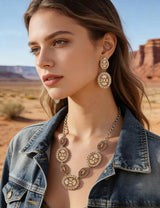 TOPACC Western Jewelry Set for Women Metal Vintage Western Necklace with Earrings Cowgirl Jewelry‌ for Country Concert Outfit