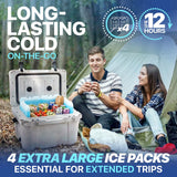 RIDGECOOL 4 Pack Reusable Extra Large Ice Packs for Cooler, Long Lasting Freezer Packs for Camping, Beach, and Road Trips, Cooler Ice Packs BPA-Free Non-Toxic, 10.28"x 7.80"
