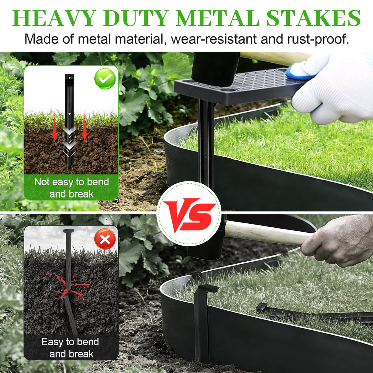 16 Pack Metal Landscape Edging Stakes,10 in Heavy Duty Garden Spikes