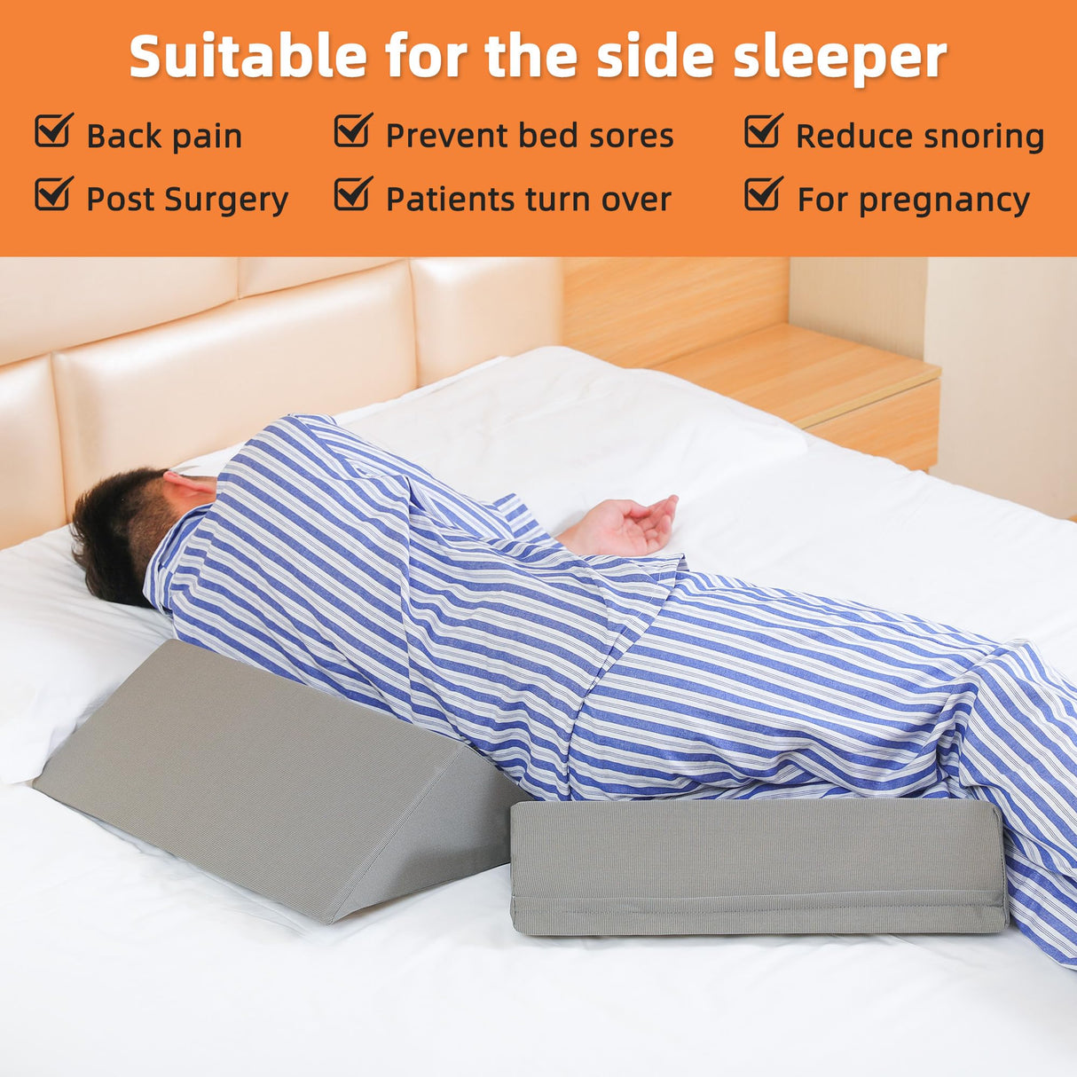 Fanwer Bed Wedges & Body Positioners (3 in 1), 40 Degree Wedges for Bed Positioning,Positioning Pillows for Elderly, Wedge Pillow for Bed Sores, Side Sleeping, After Surgery, Knees Elevated,Back Pain