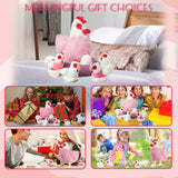 9 in 1 Chicken Stuffed Animal Set, Stuffed Chicken Toys for Kids Egg Laying Hen with Coop, Baby Chicks Plush Chickens and Eggs for Girls Kids Christmas Birthday Easter Gifts Farm Party Decor (Pink)