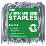 TiTifield 4 Inch U Shape Garden Stakes Irrigation Tubing Stakes 180 Pack