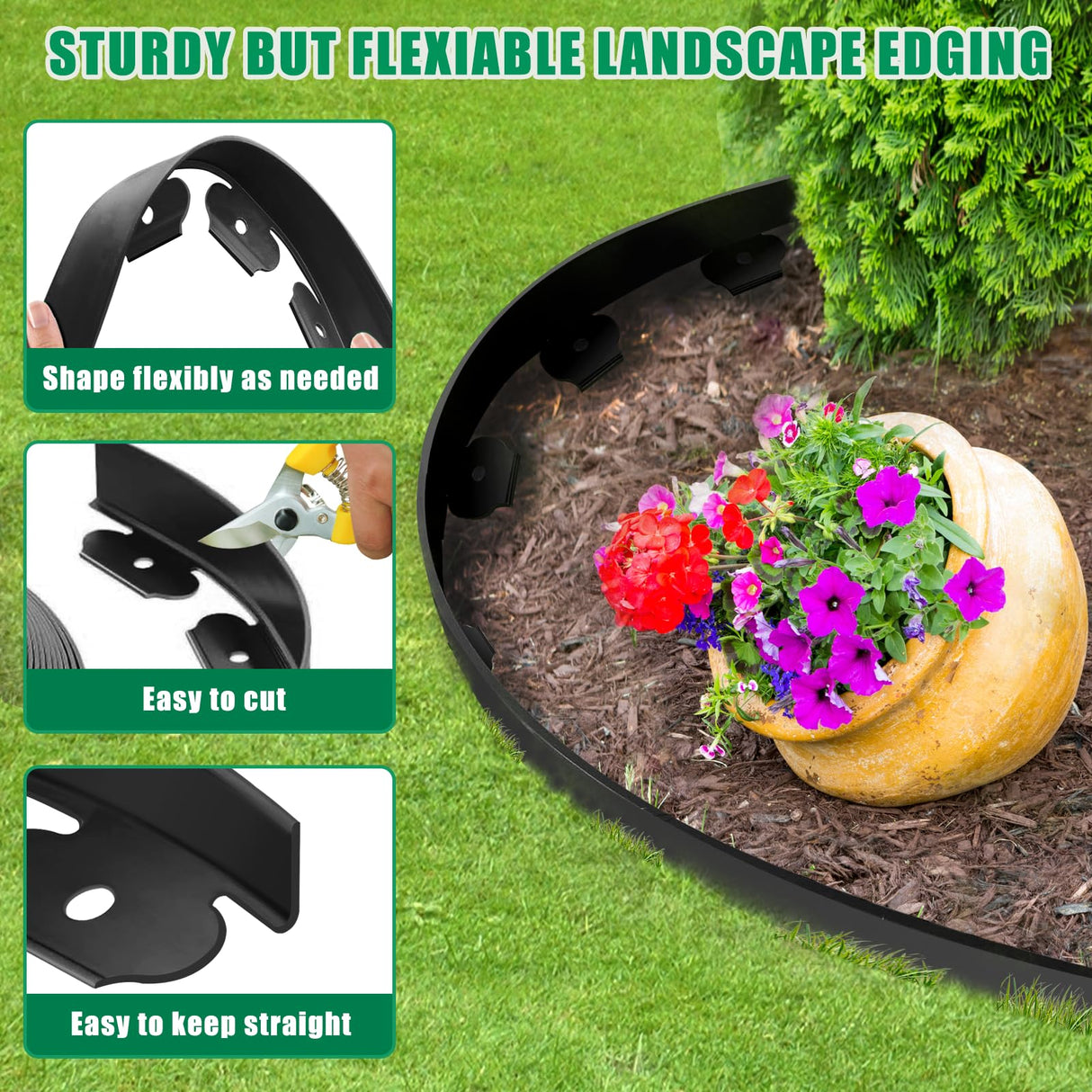 YUYIUS Landscape Edging Border, No Dig Garden Lawn Edging Border 2Inch Tall