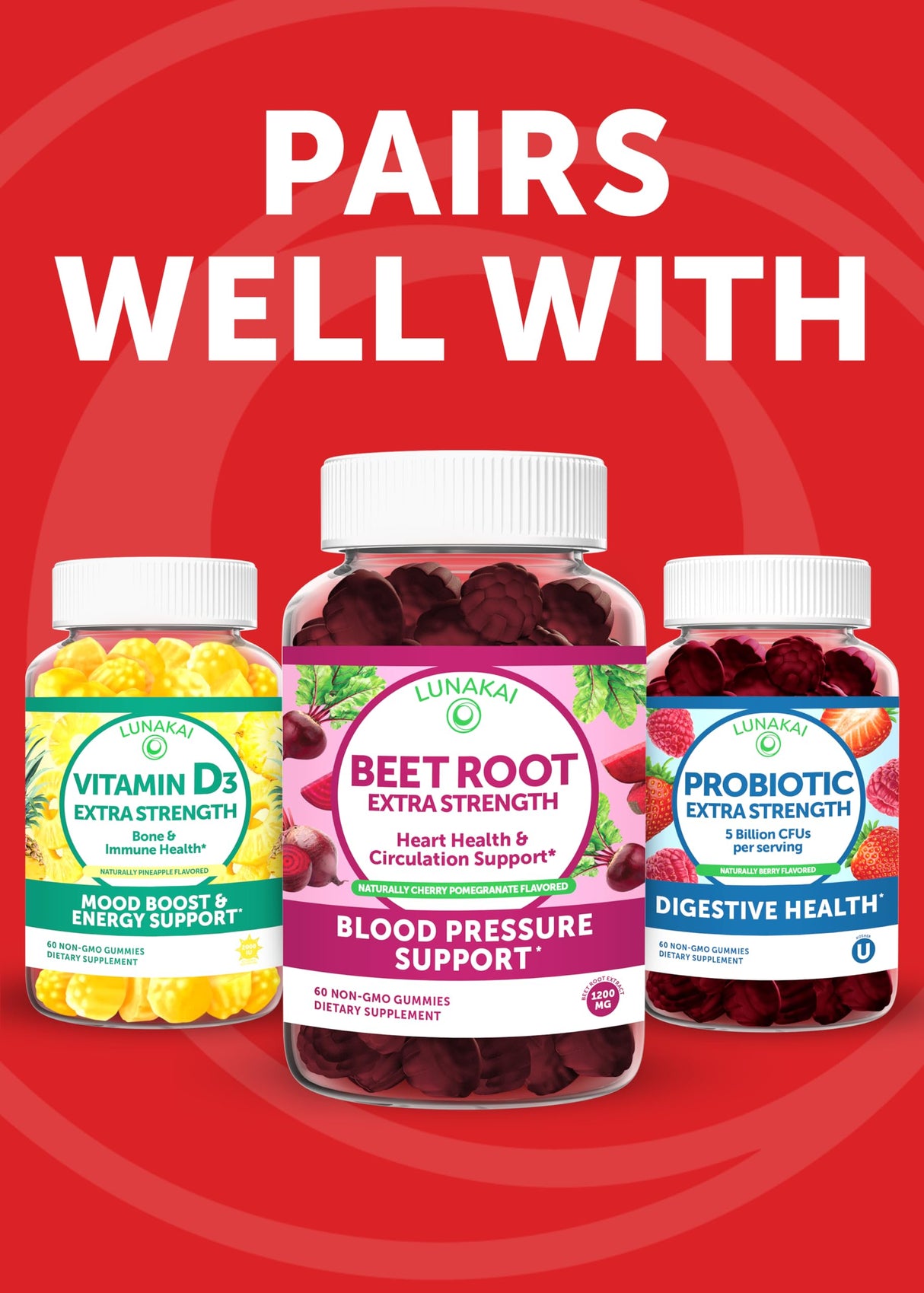 Lunakai USA Made Super Chol Gummies – 1200mg Plant Sterols & Stanols for Natural Cholesterol Support – Non-GMO Phytosterol Supplement, 60ct