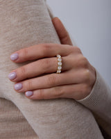 PAVOI Rhodium Plated Eternity Ring for Women | Statement Eternity Band Rings with Round Cubic Zirconia | Stackable Wedding Band | Love Engagement Trendy Bridal Jewelry - White, Size 7