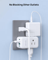 TROND Outlet Extender with 6 Inch Cord - Multi Plug Wall Outlet with PD 20W USB C Plug Adapter, Ultra Short Extension Cord, 3 Way Power Splitter for Bathroom Kitchen Office Dorm Travel Essentials