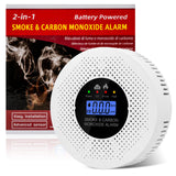 GQIRIL Smoke and Carbon Monoxide Detector - 2-in-1 Fire CO Smoke Alarm Detector Combo Battery Powered, Portable Dual Sensor Warning Light with Digital Display for Cars Kitchen Home Garage (No Battery)
